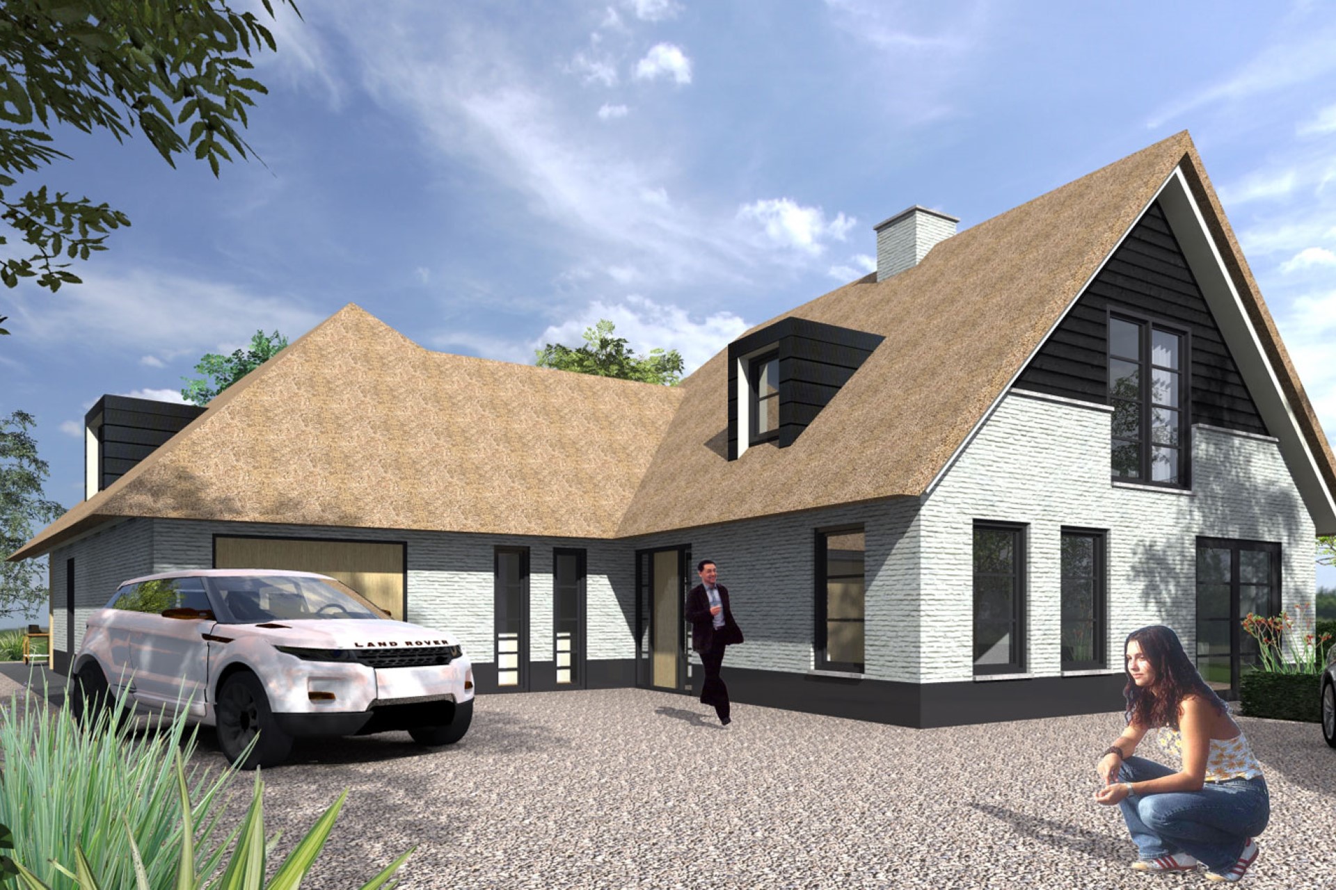 Complete metamorfose van bestaande woning tot moderne villa met rieten dak en eigentijdse details &ndash; verbouwing door architect Oud-Alblas