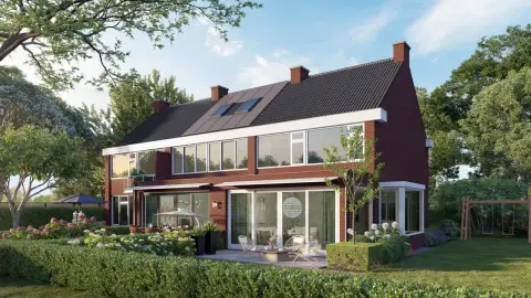 Verbouwing en uitbreiding van rijtjeshuizen met moderne uitbouw, zonnepanelen en groene tuin &ndash; project door Bongers Architecten