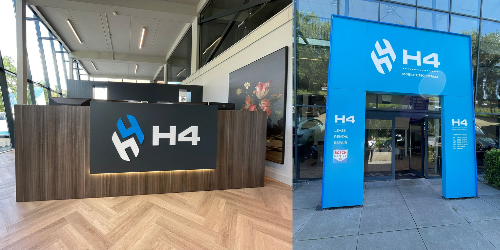 H4 Lease balie en entree belettering alblasserdam hagenaarreclame